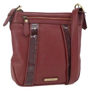 Authentic BURBERRY Shoulder Bag Leather Red Gold